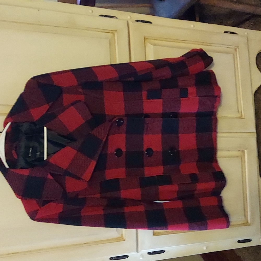 Rampage red and black peacoat